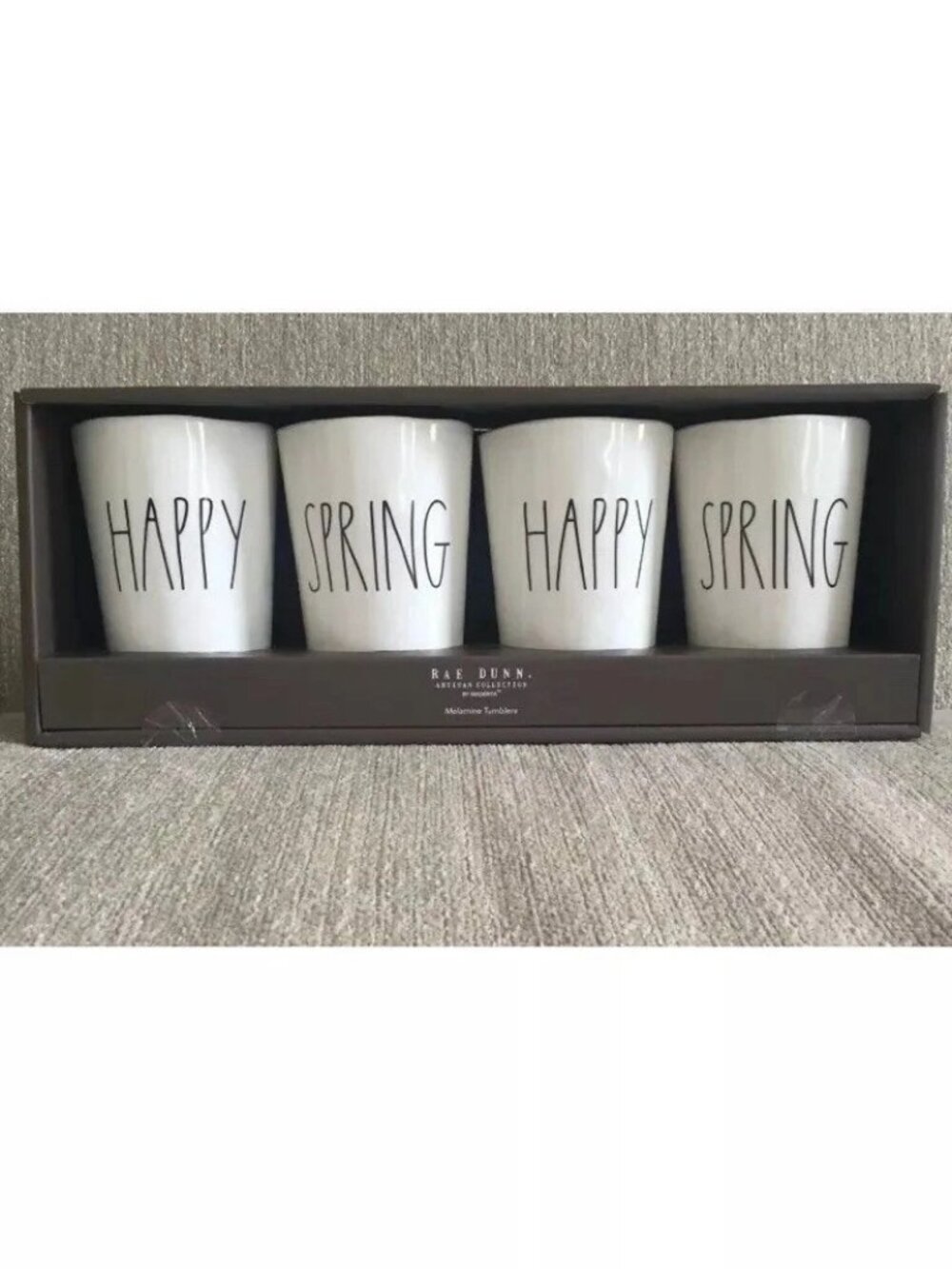 🌸 Rae Dunn HAPPY SPRING Tumblers — Set of 4 | New in Box